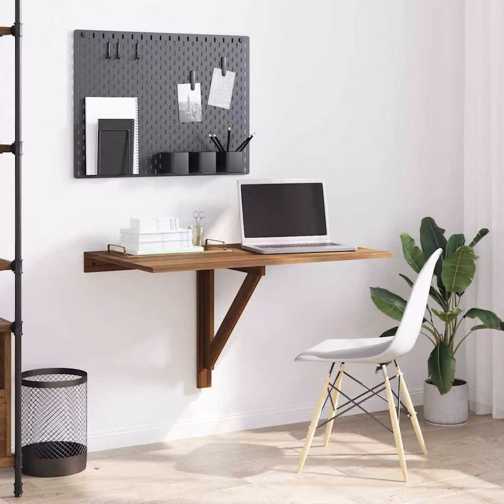 Berkfield Home Folding Wall Table in Brown Oak, W/D/H: 100 x 60 x 56 cm – 2