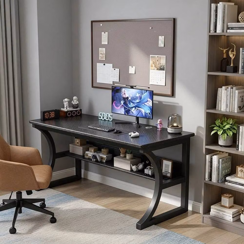 KORVIXA Minimalist Black Computer Desk for Home Office and Bedroom, W/D: 100 x 100 cm – 3