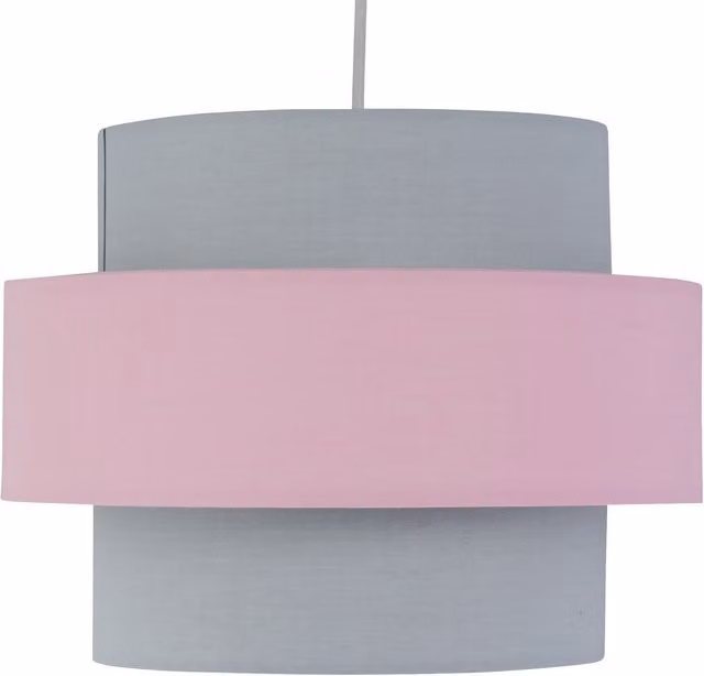 First Choice Lighting Pink and Grey Two Tier Fabric Easy Fit Round Light Shade – 1