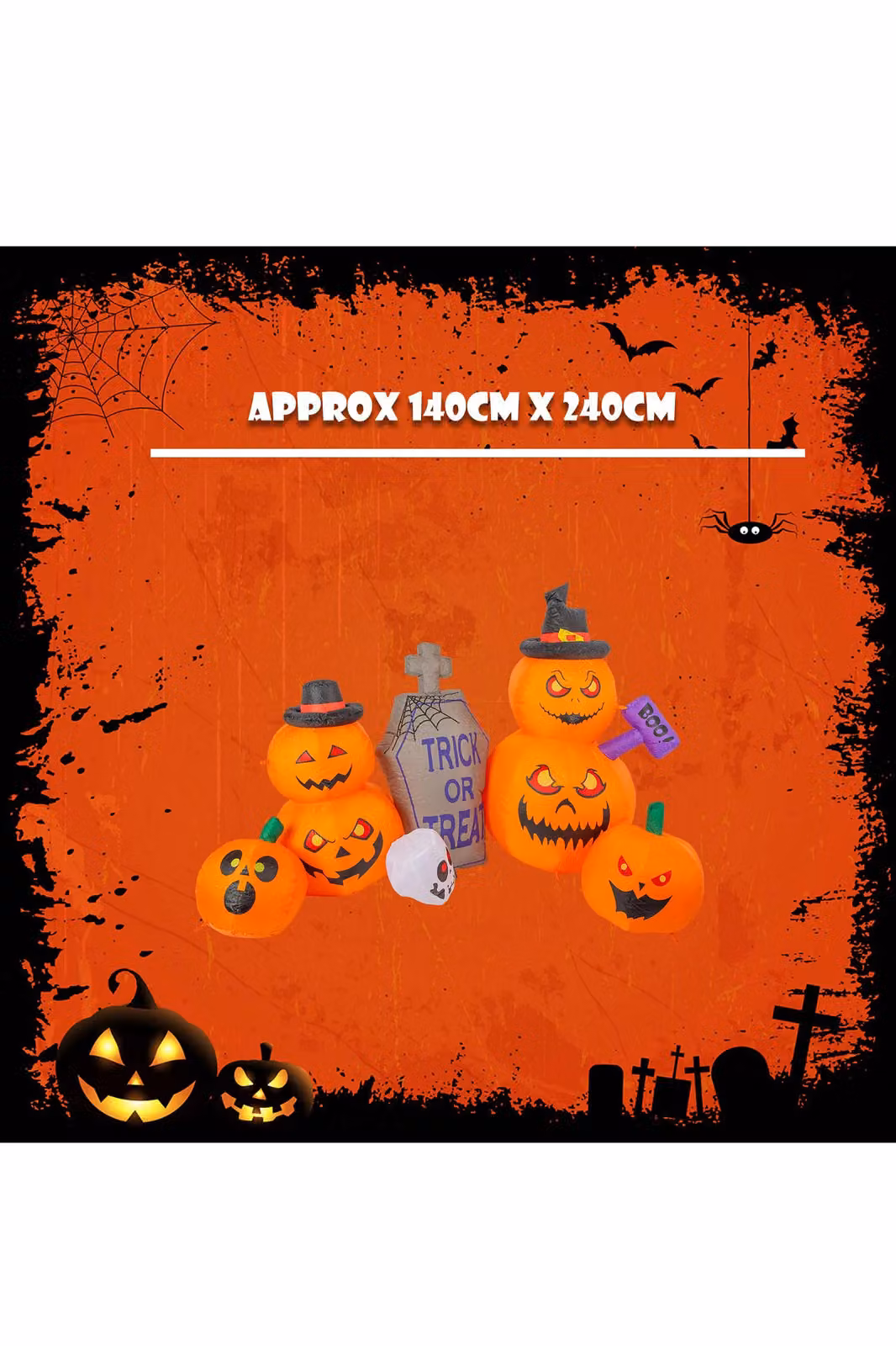 VFM e-Store Halloween Inflatable Pumpkin Graveyard Decoration, Multicolour and Orange – 2