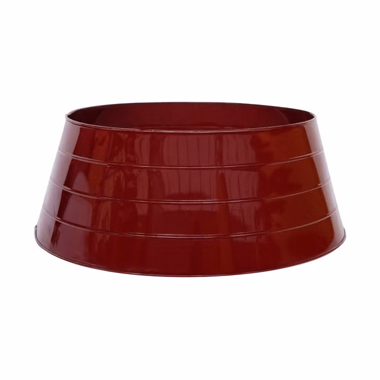 Ivyline Metal Christmas Tree Skirt in Bordeaux Red, H: 26 cm, W: 67 cm