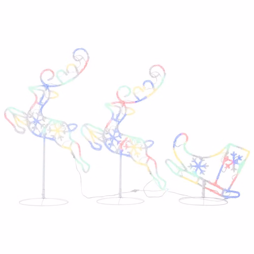 Berkfield Home Multicolour Acrylic Christmas Flying Reindeer and Sleigh LED Decoration W/D/H: 260 x 21 x 87 cm – 2