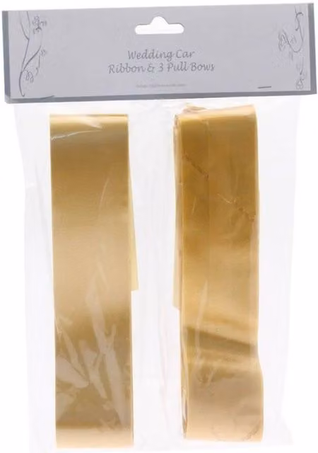 KDMD Gold Wedding Car Ribbon and 3x Bows 5 Pack