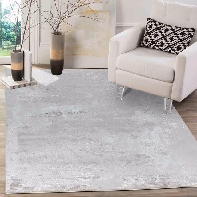 Desire Rugs Modern Abstract Sprayed Grunge Texture Area Rug, Multicolour Grey and Yellow, W: 200 cm, L: 290 cm