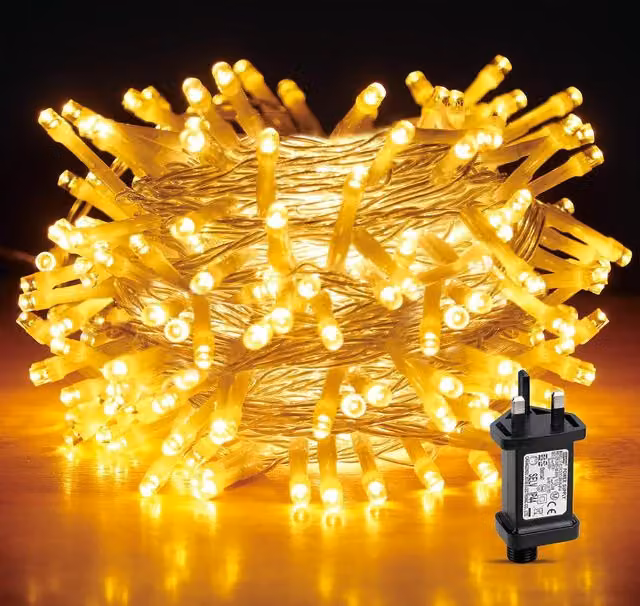 Shatchi 300 LED Warm White Waterproof Outdoor String Fairy Lights with Multifunction Timer, 30m, Yellow – 1