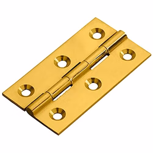 Loops Pair of Polished Brass Screw-On Cabinet Hinges for Small Cupboard Doors, W/D/H: 64 x 35 x 2 mm
