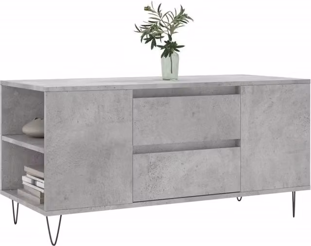 Berkfield Home Modern Rectangular Coffee Table in Grey with X-Frame Metal Legs, W: 102 cm, D: 44.5 cm, H: 50 cm – 1