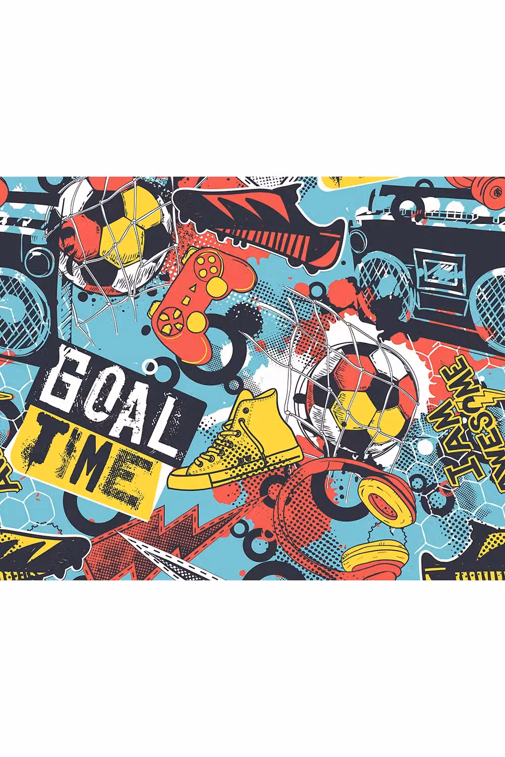 Origin Murals Games Splash Wall Mural in Red and Multicolour, W: 350 cm, H: 280 cm – 2