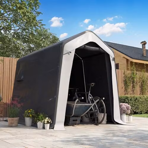 Outsunny Grey Galvanised Steel Garden Storage Shed with Single Door, W: 240 cm, D: 180 cm, H: 180 cm – 8