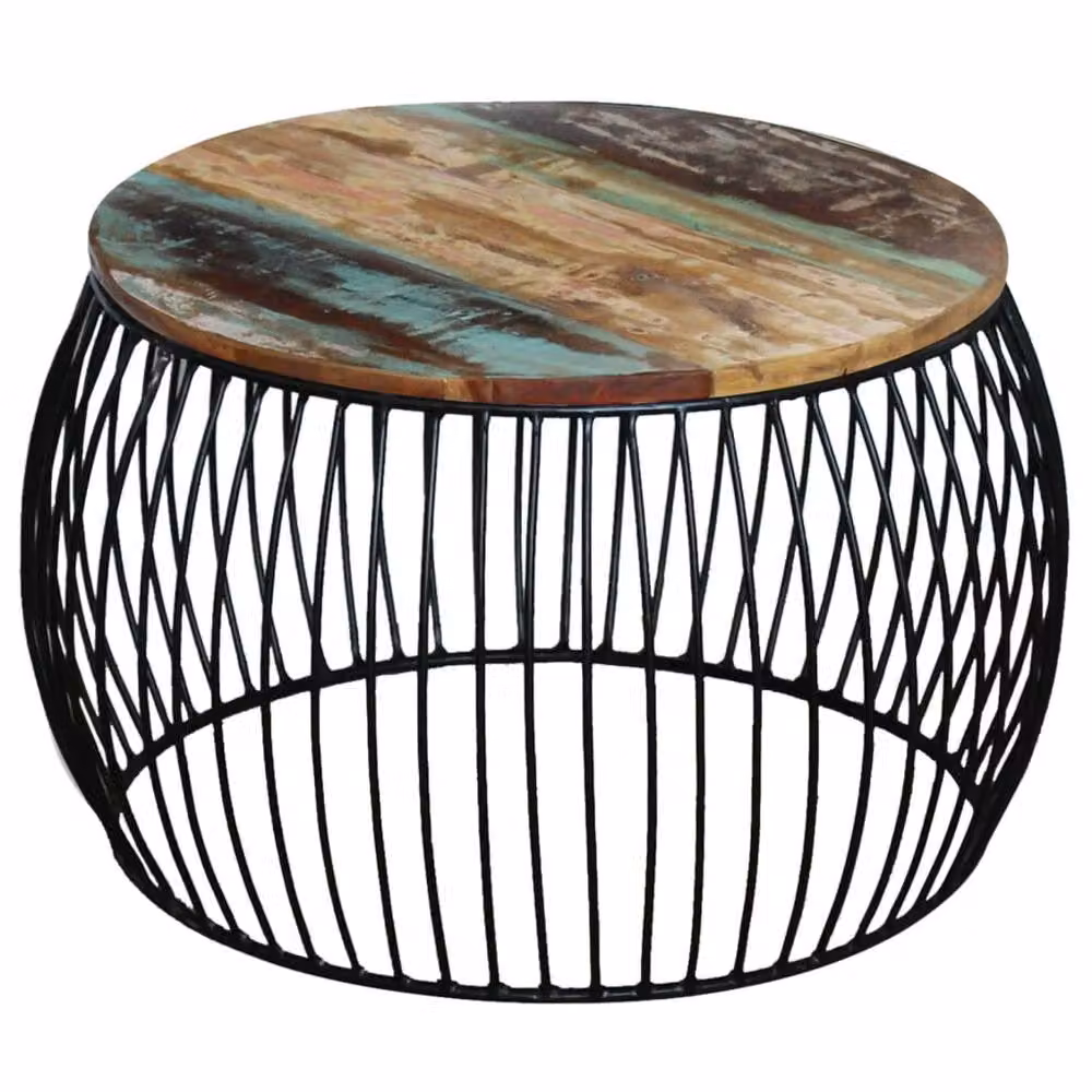 Berkfield Home Round Solid Reclaimed Wood Coffee Table in Brown, W/D/H: 68 x 37 x 37 cm – 2