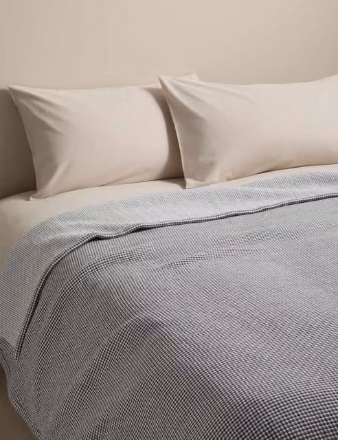 M&S Cotton Rich Gingham Bedspread in Charcoal Grey