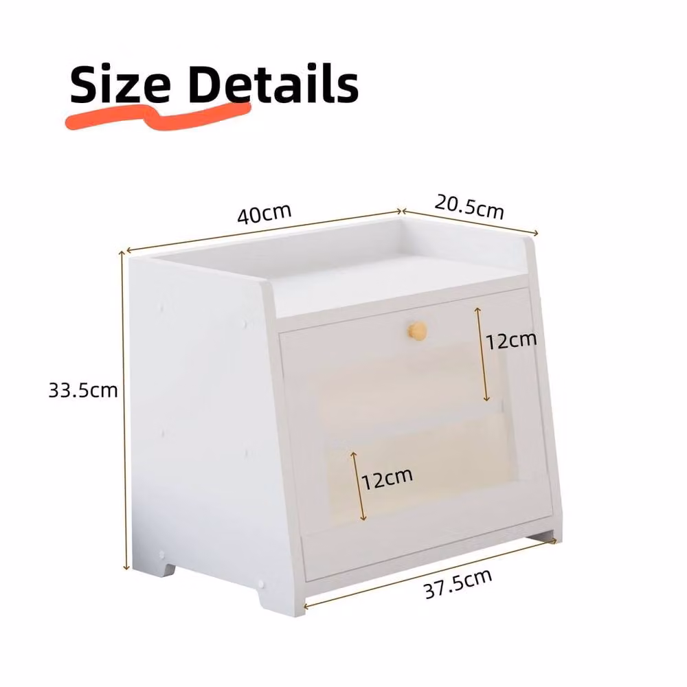 VOGREX White Large Ventilated Kitchen Countertop Bread Storage Box W: 40.0 cm, D: 33.5 cm – 2