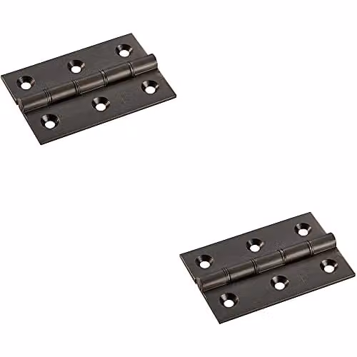 Loops 2 Pack Matt Bronze Brass Washered Butt Hinges W/D/H: 76 x 50 x 2.5 mm – 1