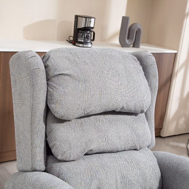 HOMCOM Grey Velvet Electric Power Lift Recliner Armchair for Seniors with Remote Control – 5
