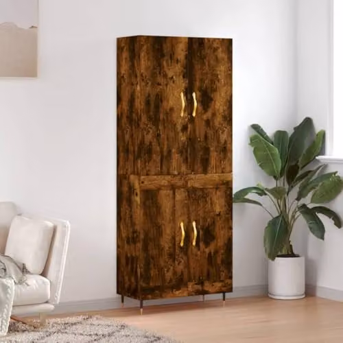 vidaXL Highboard in Smoked Oak, Brown Engineered Wood, W/D/H: 69.5 x 34 x 180 cm – 2
