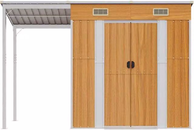 Berkfield Home Pent Garden Shed in Light Brown with Roof Vent, W/D/H: 277 x 110.5 x 181 cm – 1