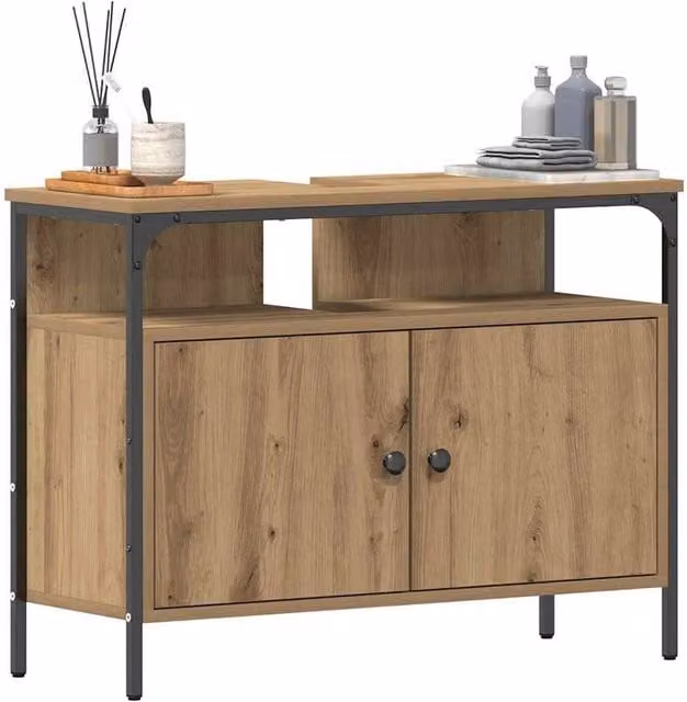 Berkfield Home Modern Artisan Oak Bathroom Sink Cabinet in Brown, W/D/H: 80 x 30 x 60 cm