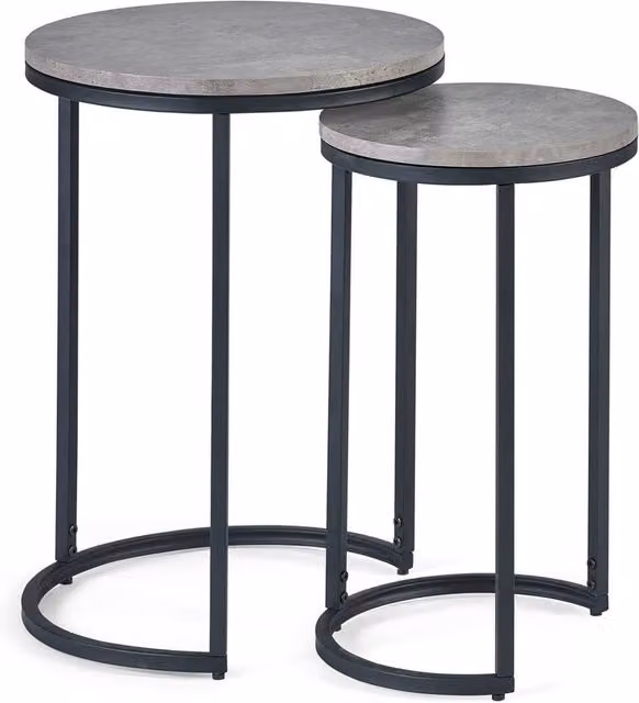 Cheshire Harstad Round Nesting Side Tables in Grey Concrete and Black