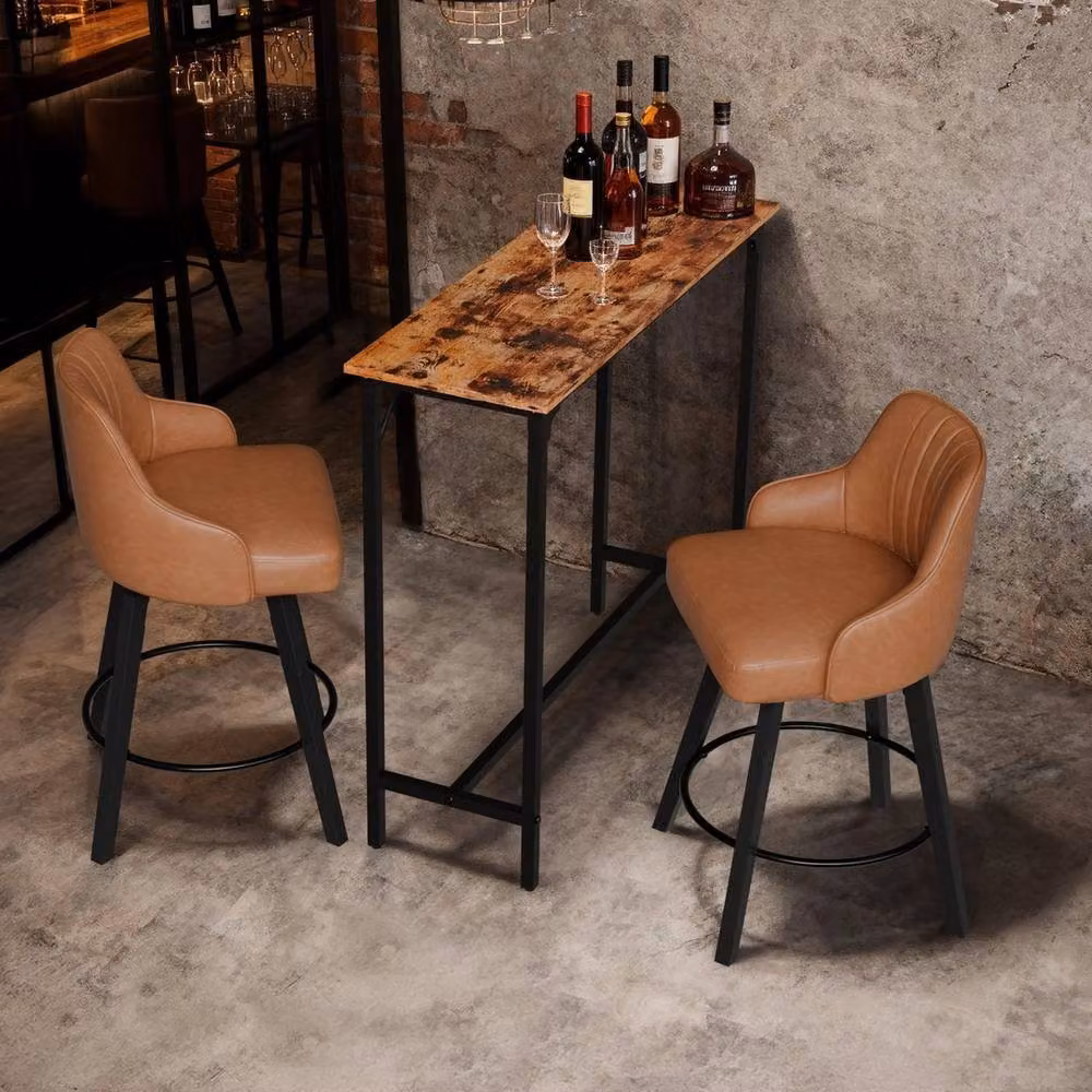 NESTLUNE Industrial Kitchen Bar Table and Breakfast Dining Table in Brown and Black, W: 100 cm, D: 39 cm, H: 15 cm – 3