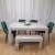 Kosy Koala Modern 6 Seater Dining Set with Rectangular Grey Table, 4 Green Velvet Chairs and 1 Bench, W/D/H: 140 x 80 x 75 cm