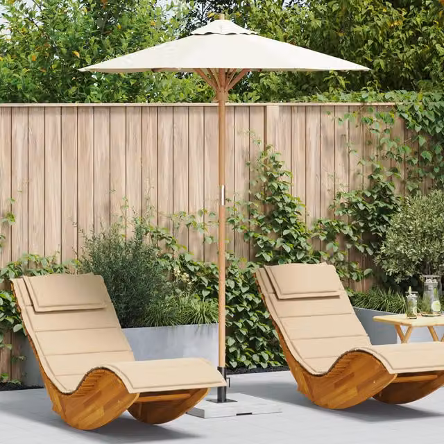 Berkfield Home Cream White Garden Umbrella with Bamboo Frame, W: 180 cm, D: 230 cm – 1