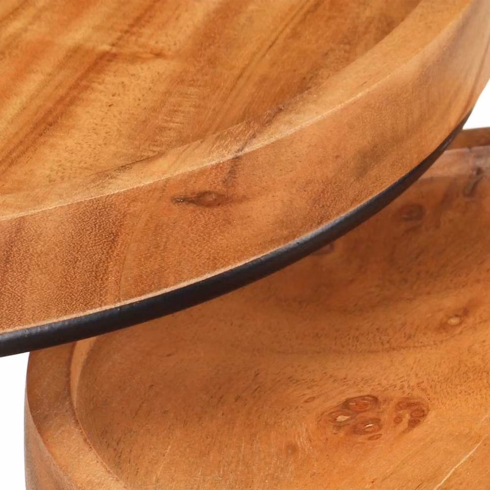 Berkfield Home 2 Piece Nesting Coffee Table Set in Brown Solid Acacia Wood and Steel – 2