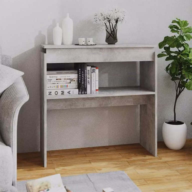 Berkfield Home Decorative Console Table in Concrete Grey, W/D/H: 80 x 30 x 80 cm