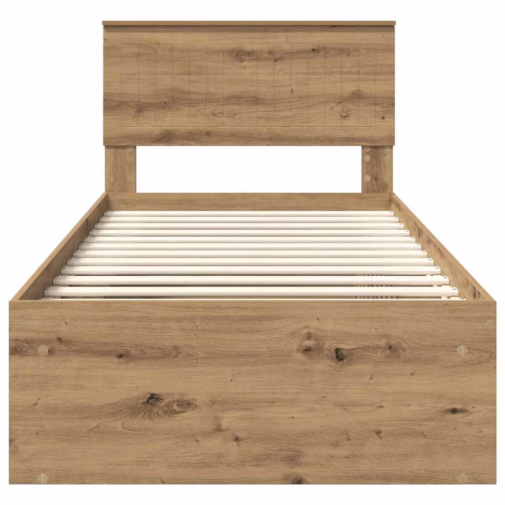 Berkfield Home Artisan Oak Bed Frame in Brown, W/D/H: 90 x 200 cm – 4