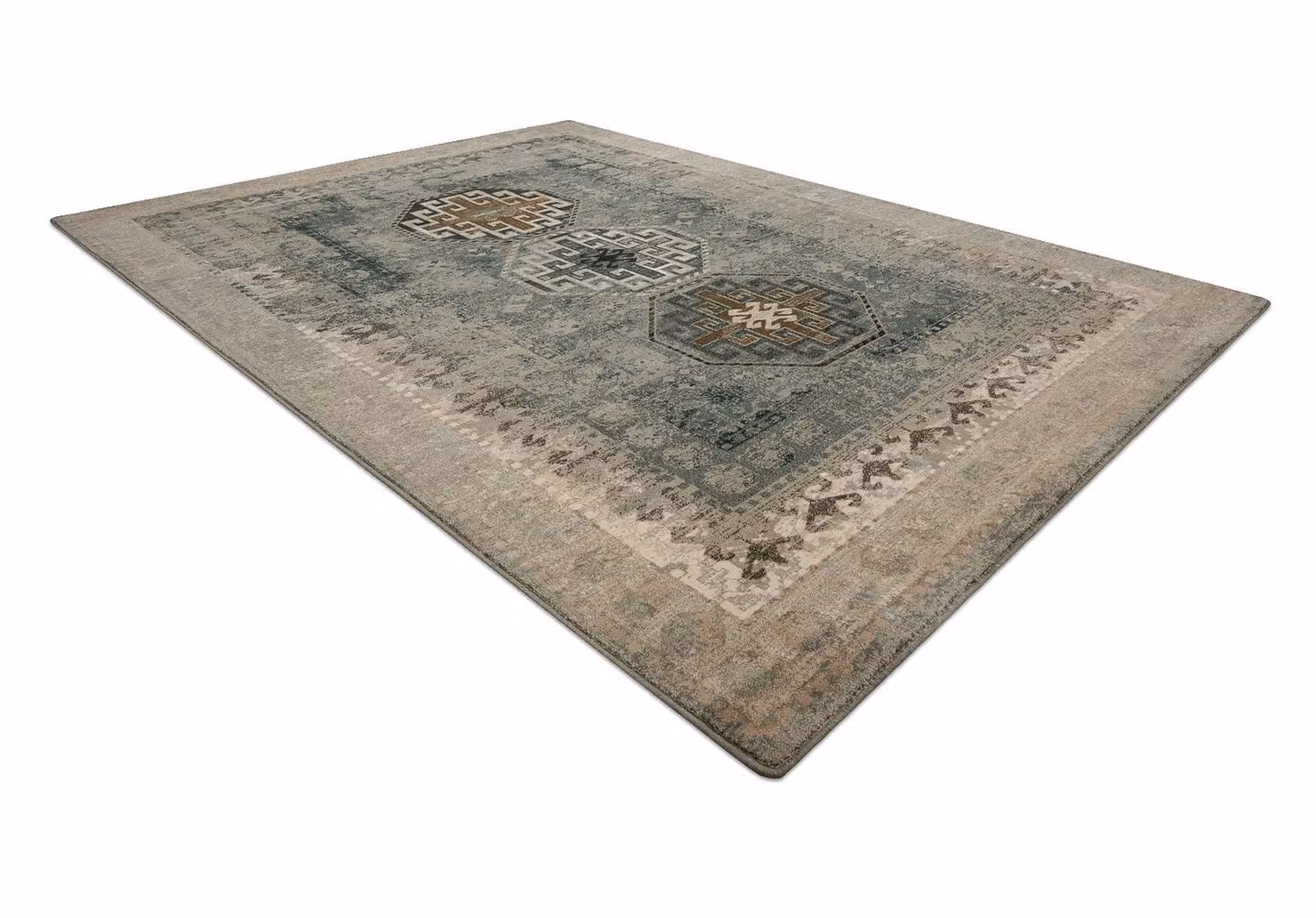 RugsX Wool Polonia Oriental Vintage Rug in Green, W: 170 cm, D: 235 cm – 2