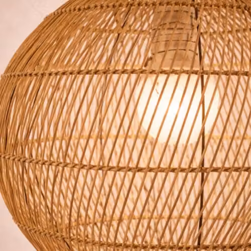 CGC Lighting Ariba Round Globe Rattan Weave Lampshade in Brown, Diameter: 35 cm – 3