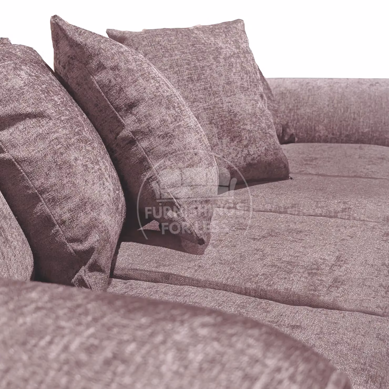 Furnishings For Less UK Monaco Pink Chenille Fabric 4 Seater Curved Arm Sofa with Scatter Back and Removable Covers – 3