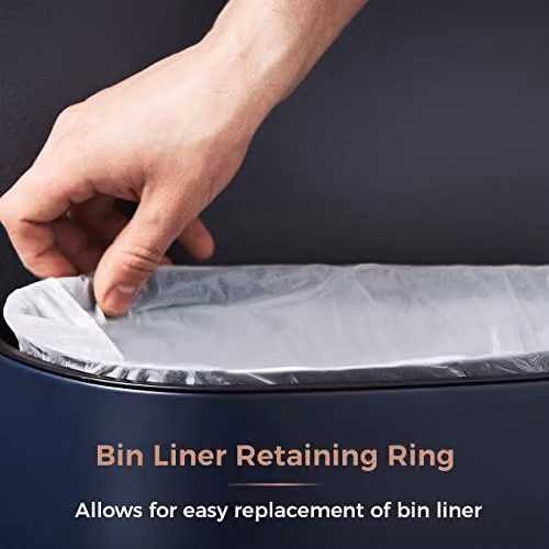 Tower T838010MNB Cavaletto Square Sensor Bin, 58L, Midnight Blue and Rose Gold, H: 64.5 cm, W: 38.5 cm, D: 28.0 cm – 5