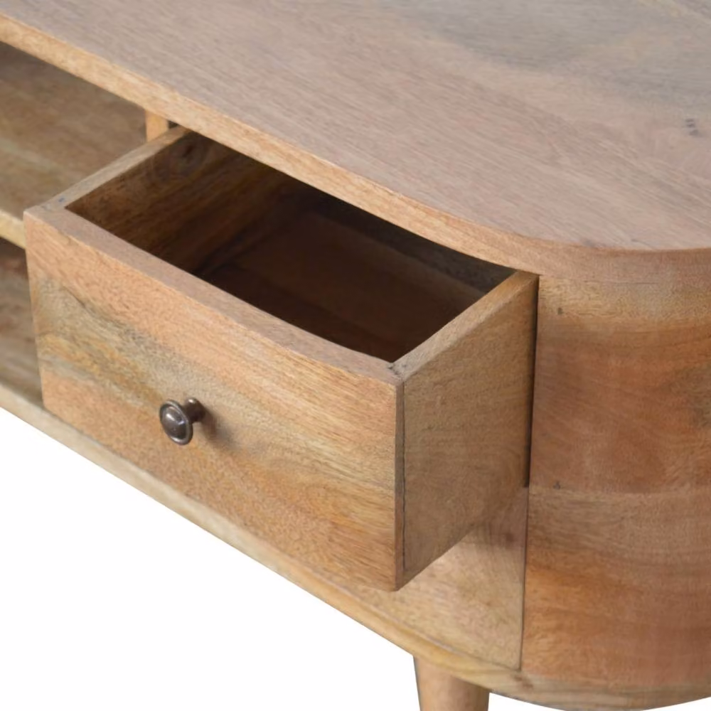 Wyld Haus Padua Round Mango Wood TV Unit with 4 Drawers in Brown – 4