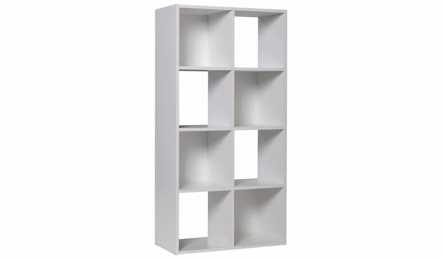 Cheap Furniture Warehouse Squares 8 Cube Storage Unit, White Modular Organiser Shelf, W/D/H: 120.8 x 29.5 x 61.2 cm