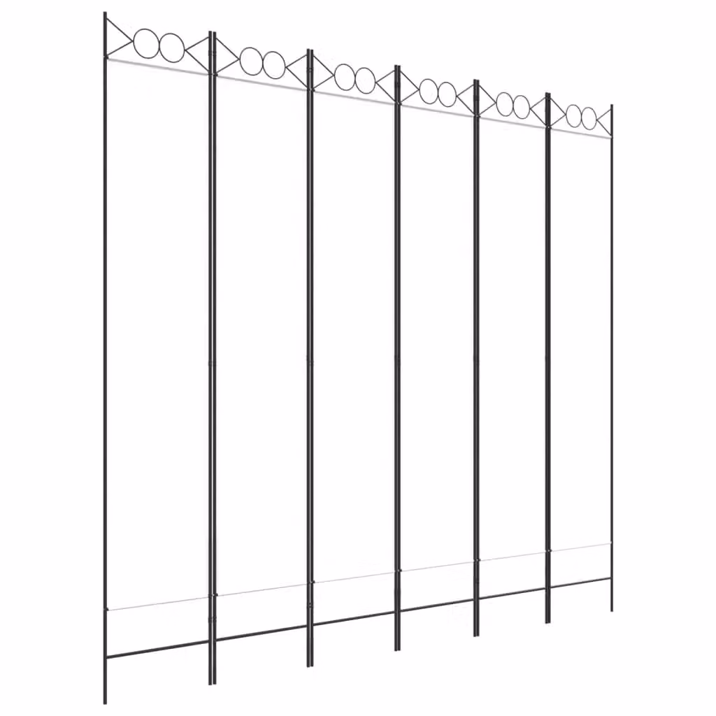 Berkfield Home 6-Panel Fabric Room Divider, White, W/H: 240 x 220 cm – 2