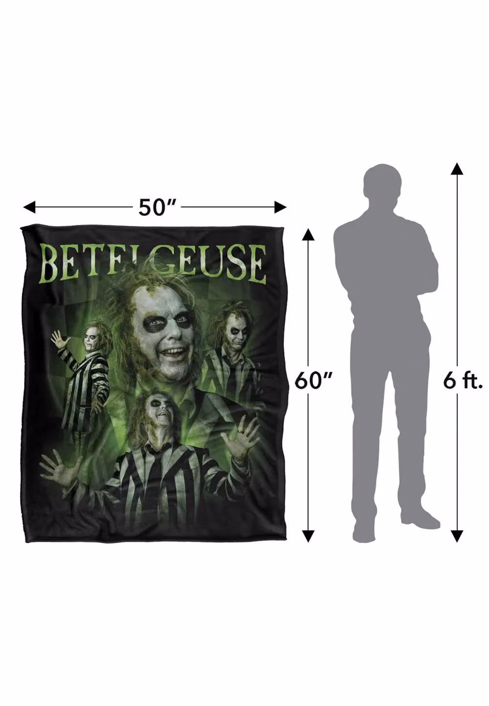 LOGOVISION Beetlejuice 2 Throw Blanket, Multicolour and White, W: 152 cm, D: 127 cm – 8
