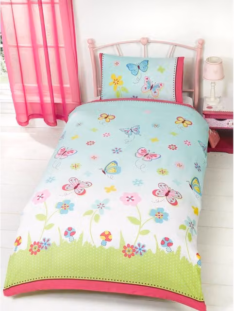 Rapport Home Butterfly Garden Ombre Polycotton Duvet Set and Pillowcase, Multicolour, W/D/H: 200 x 200 cm, Pillowcase: 50 x 75 cm