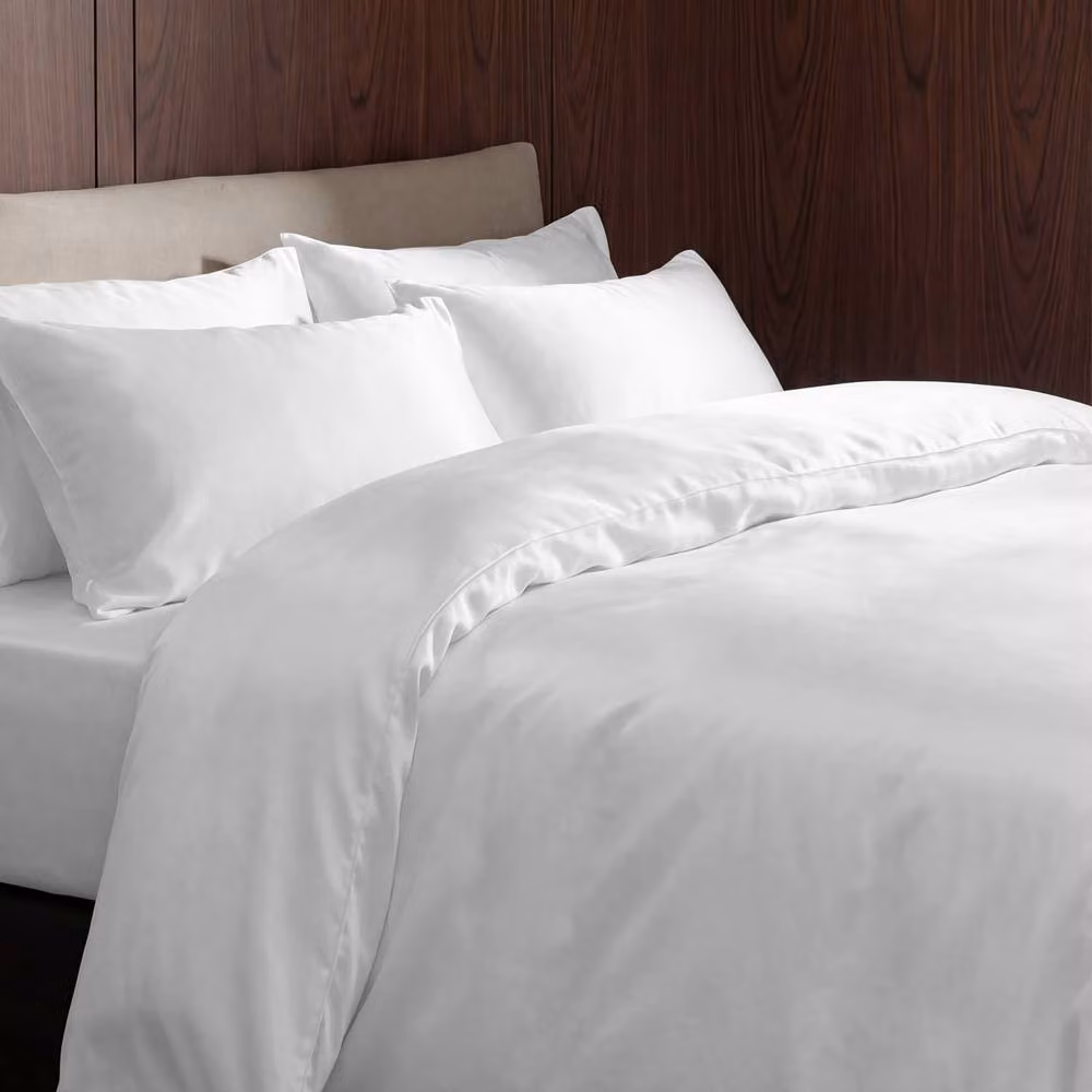 Bedable King Size 100% Cotton Sateen Bedding Bundle in White, including Duvet Cover, Fitted Sheet, 4 Pillowcases, Duvet and 4 Pillows – 3