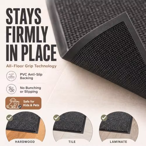 Desire Rugs Non-Slip Dirt Trapper Door Mat with Rubber Edges, Anthracite Grey, W: 40 cm, D: 60 cm – 5