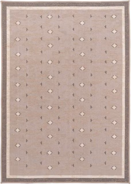 Kukoon Beige Berber Area Rug, Jute and Cotton Blend, Scandinavian Diamond Design, W/D/H: 60 x 240 cm