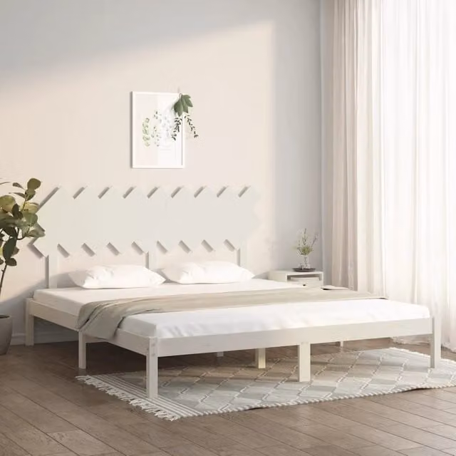 Berkfield Home Super King Size Solid Wood Bed Frame in White, 180 x 200 cm
