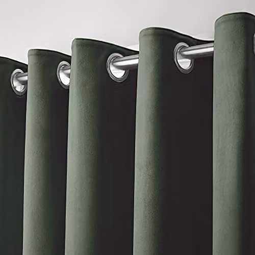 Laurence Llewelyn-Bowen Montrose Collection Velvet Blackout Eyelet Curtains, Green, 2 Panels, W: 117 cm, H: 137 cm – 3