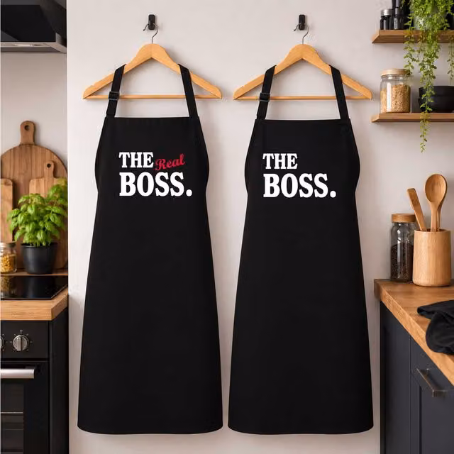 60 Second Makeover The Boss The Real Boss Black Apron Set for Adults
