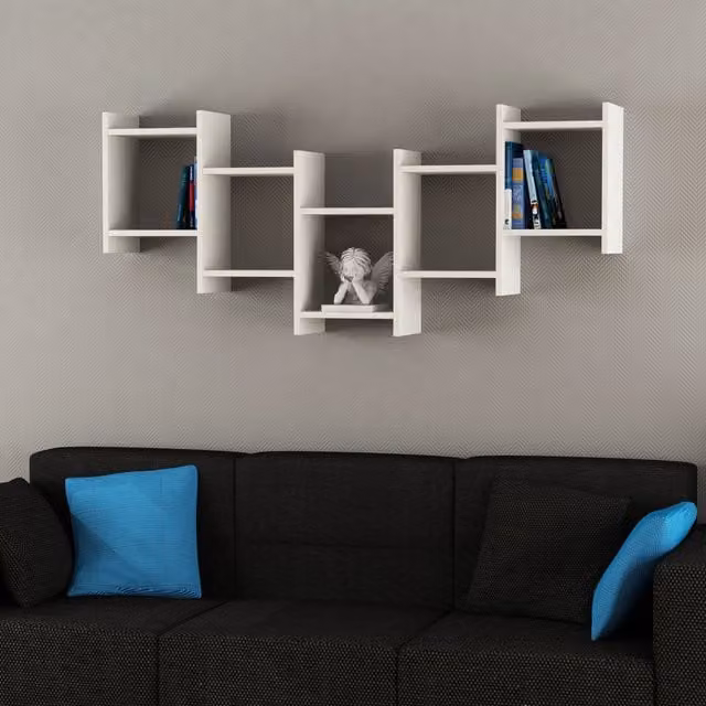 Decortie Bat Modern Floating Shelf, White, Width: 151 cm – 1