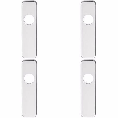 Loops 4 Pack Pair Door Handle Latch Plates for Safety Levers in Brushed Silver Aluminium, W: 154 mm, H: 40 mm