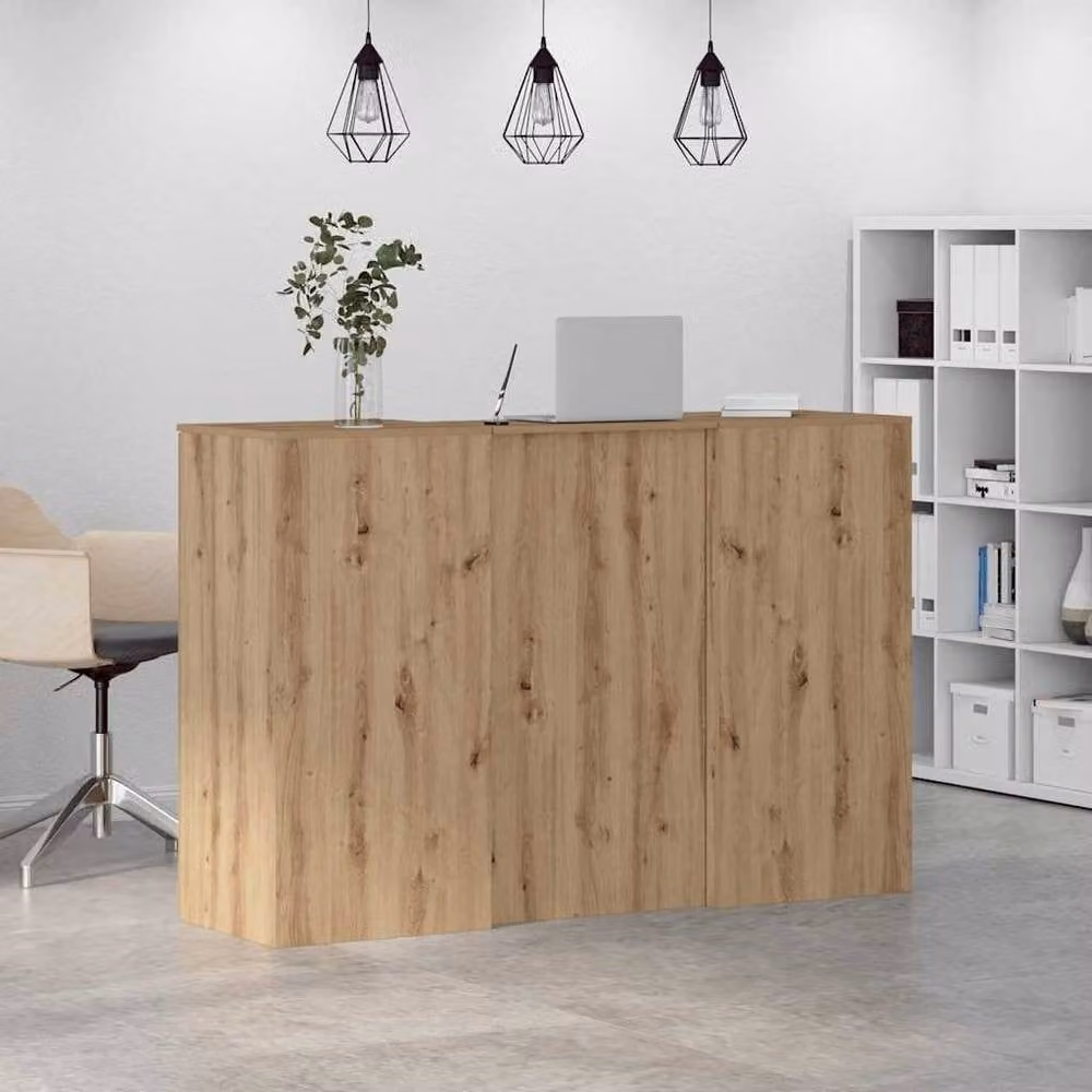 Berkfield Home Artisan Oak Reception Desk in Brown, W/D/H: 155 x 50 x 103.5 cm