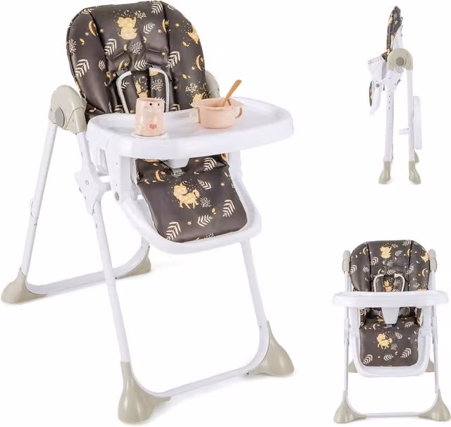 COSTWAY Folding Baby Highchair with Recline Footrest - Black