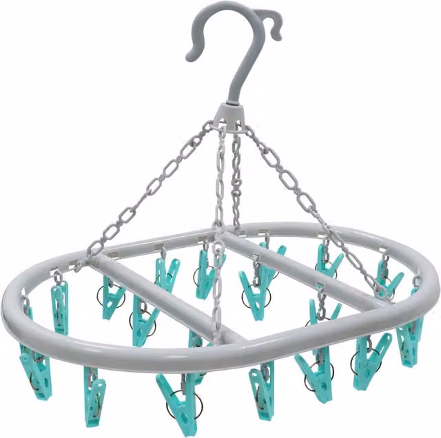 JVL Oval Sock Dryer with 20 Clothes Pegs in Grey and Multicolour
