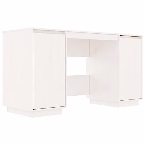 vidaXL Modern White Writing Desk in Solid Pine Wood, W/D/H: 140 x 50 x 75 cm – 1