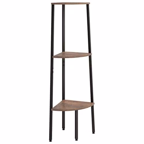 vidaXL 3-Tier Modern Freestanding Corner Shelf in Dark Brown and Black, W/D/H: 45.5 x 31.5 x 120 cm